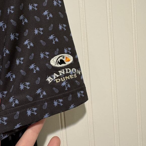 Straight Down Performance Golf Polo Tropical Palm Trees Pineapple Mens Large - Picture 3 of 6